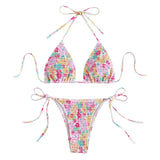sexy floral print halter bikinis sets biquini high waist thong swimsuit Swimwear Biquini conjunto de bikini tankini beachwear