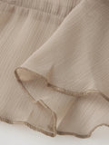 Women's Sheer Chiffon Long Dress Stylish Ruffle Trim V Neck Long Sleeve Loose Fit Dress See Through Cover-ups Streetwear