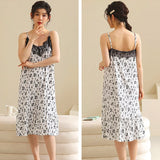 Summer Pajamas Lace Sling Camisolas Night Dress Plus Size Modal Lingerie Sleep Dress for Women Nightgown Retro Sexy Dress