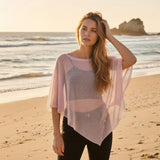Women Shawl Wrap Tops Elegant Shiny Sequins Fine Mesh Shoulder Knit Cover-up for Spring Summer