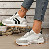 2026 Spring Stripe Thick Sole Sneakers Women Comfortable Anti Slip Platform Sport Sneakers Woman Casual Lace Up Running Shoes