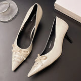 2026 Size 42 Vintage y2k Flowers Black Pointy Toe Slingback Pumps Cross-strap Summer 5cm Kitten Heels White Lady Shoes Women