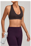 Sports Bra Gathered Neck Hanging Style Backless Tight Yoga Bra Women's Top Fitness Outdoorsports Pilates Training Gym Workout