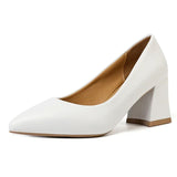Zoki 2025 Thick Heels Basic Pumps for Women Solid Color Pointed Toe High Heel Office Shoes Woman Shallow Plus Size Pumps 35-42