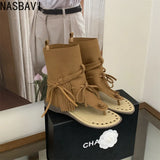 Summer Fashionable Flat Bottom Women's Gladiator Roman Short Ankle Cool Boots Korean Style Tassel Retro Sandals 2026