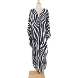 Sexy Zebra Printed V Neck Tunic Beach Cover Up Cover-ups Beach Dress Beach Wear Beachwear Beach Long Dress Female Women V4159