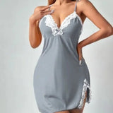 Womens Lingerie Sexy Lace Babydoll V Neck Sleepwear Cotton Nightgowns for Women Chemise