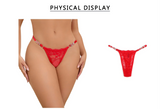 Black Lace Panty for Women Rhinestone Letter Decor Cotton Lined Thong Underwear Sexy Plus Size