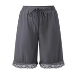 Fashion Women's Loose Shorts Drawstring Elastic Waist Lace Trim Wide Leg Mid Pants Summer Casual Lounge Out Going Shorts
