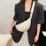 1pc Women Large Color Solid Nylon Half Moon Daily Street Fanny Pack Waist Bag Capacity Travel Crossbody