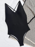 S - XXL V Neck Scrunch Butt Female Swimwear One Piece Swimsuit Women Backless Monokini High Cut Leg Bathing Suit Swim Bodysuit