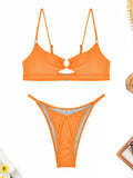 Hollow Out Bikini 2026 Solid Ring Link Swimsuit Women Padded Swimwear Female Bathers Bathing Swimming Swim Suit Beachwear
