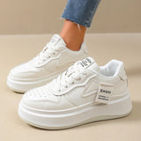 Fashion Thick Platform Sneakers for Women Spring Lace Up Pu Leather Sneakers Woman Anti Slip Thick Sole Vulcanized Shoes Female