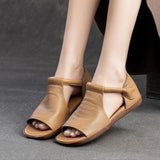 2026 Women's Summer Solid Color Retro Outdoor Casual Comfortable Flat Sandals  Beach Sandal