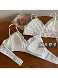 MOYISU Japanese Push Up Bra - Wireless Lace Bralette for Small Chest, Anti Sagging Comfort No Underwire Teens Slimming Lingerie