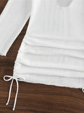 S - XL Long Sleeve Backless Crochet Knitted Tunic Beach Cover Up Women Cover-ups Beach Dress Beach Wear Female Beachwear