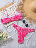 DEKA Leopard Bikinis Set Woman Wrinkled Bandeau Two Pieces Thong Swimsuits Beachwear Bathing Suit Print Swimwear Biquini