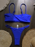 Black rhinestone process bikini sexy thong split swimsuit 2-piece beach set