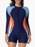 2026 Zipper Slim Swimsuit Women Long Sleeves One Piece Swimwear Female Bather Bathing Swimming Swim Surf Suit Beachwear