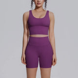 Women's Yoga Set Sports Running Fitness Beautiful Back Vest Hip Lifting Slim-Fit High Waist Shorts Training Gym Workout Suits