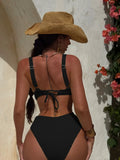 Deep V Neck Cut Out Women Swimwear One Piece Swimsuit Female High Leg Cut Monokini Bather Backless Bathing Suit Swim Beachwear