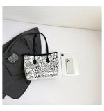 Large Capacity Printed Tote Bag, Fashion and Versatile Casual Single Shoulder Handbag with Pendant, College Style Women's Bags