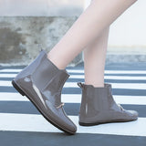 Women Rainning Boots Fashion Ladies Walking Waterproof Ankle Rubber Rainboots Casual Thick Bottom Low Heel Short Boot 2024
