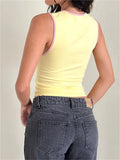 Women's Tank Tops Sleeveless Tie-up Cut Out Crew Neck Vest Summer Cropped Top Camis