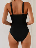 Sexy Black Swimwear Women 2026 Metal Chain Strap Hollow Out Slim Tummy Control Monokini Beach Bathing Suit One Piece Swimsuit