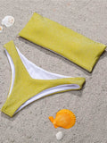 2025 Shiny Sparkling High Waist Bikini Women Bandeau Swimsuit Female Swimwear Two Pieces Bikini set High cut Bathing Suit Swim
