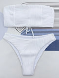 2025 Sexy Bandeau Strapless Wrinkled Bikini Women Swimwear Female Swimsuit Two-pieces Bikini set Bather Bathing Suit Swim Lady