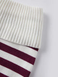 Women Spring Summer Striped Knit Shorts Slim Fold Over Low Rise Mini Shorts for Daily Office Party Club