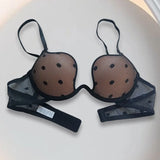 Low- Cut Gathered Bra with Steel Ring Deep V Gathered Underwear Sexy Thin Cup Bra Comfortable Underwire Bra Lingerie