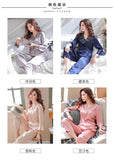 Spring and summer silk women's pajamas long-sleeved autumn and winter new imitation silk women's home clothes