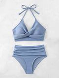 Sexy High Waist Bikini 2026 Women Halter Swimwear Female Swimsuit Solid Bathers Swimming Bathing Swim Suit Summer Beachwear
