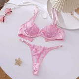 Fairy Lingerie Floral Valentine Charming Brief Panty Underwear Sexy Nighty Underwear Women See Through Bra Brief Set
