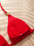 Halter Triangle String Bikinis 2026 Women Sexy Swimsuit Solid Stars Swimwear Female Bathers Bathing Swimming Swim Suit