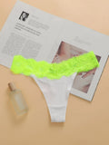 Women's sexy patchwork lace thong with low waist, seamless, breathable, antibacterial, easy to wash and dry underwear C3307