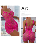 Toucheart Heart Mesh Frill Trim Underwire Sexy Lingerie Dress Thong For Women Lace Mesh Patchwork Halter Sexy Lingerie Dress New