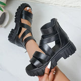 2026 Summer Platform Rome Sandals Women Plus Size 43 Back Zipper Thick Sole Sandalias Mujer Comfort Non Slip Beach Sandles Woman