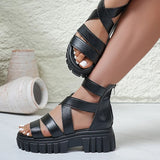 2026 Summer Platform Rome Sandals Women Plus Size 43 Back Zipper Thick Sole Sandalias Mujer Comfort Non Slip Beach Sandles Woman