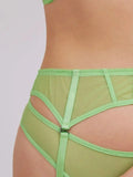 Sexy Lingerie Set with Garter Belt Corset Panty Outfits Mesh No Padding Underwire Sheer Bra and Panty 3 Pcs