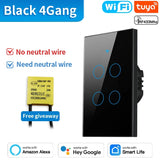 TNCE Tuya US Switch wifi zigbee, 1/2/3/4 gang, No-Neutral/Wire LED light control Wall Button, smart voice with Alexa Google Home