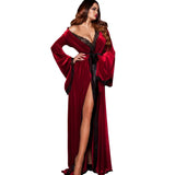 Ultra Long Morning Dress Gown Autumn Winter Velour Sleepwear Women Warm Bathrobe Kimono Sexy Lace Trim Nightgown Bride Homewear