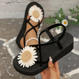 Summer Thick Bottom Bohemian Sandals Women Flowers Decor Non Slip Platform Beach Sandles Woman Plus Size 42 Light Eva Sandals