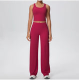 2PCS Yoga Set Women Tracksuit Nude Feeling Workout Sets Gym Clothes Push Up Fitness Running Sportswear Sport Straight tank suit