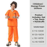 Halloween prison uniforms, prisoner costumes, children's orange prison uniforms for masquerades, black and white striped prisone