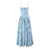 Summer Spring Floral Printed Women's Dress Elegant Retro Boho Party Dresses Elegant Vinatge A-line Maxi Vestidos 2025 New In