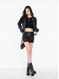 American A-line Half Length Skirt Spring/summer Small Spicy Girl High Waist Slim Fit Tight Sexy Shining Leather Short Skirt 3XQZ