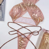 Bikini 2026 Sexy Bronzing Snakeskin Bandage Cross Halter Swimwear Swimsuit Women Bikinis Set Bathing Suit Beach Bikini Female